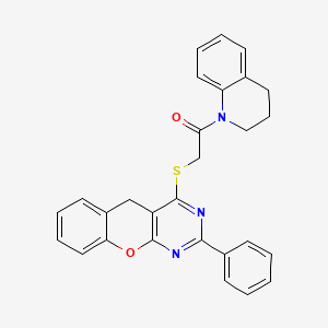 1-(3,4-dihydroquinolin-1(2H)-yl)-2-((2-phenyl-5H-chromeno[2,3-d]pyrimidin-4-yl)thio)ethanone