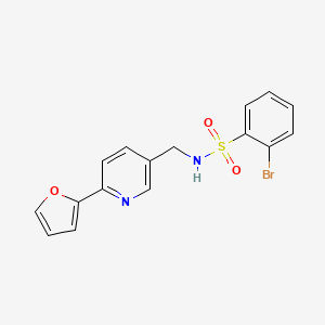 molecular formula C16H13BrN2O3S B2521885 2-溴-N-((6-(呋喃-2-基)吡啶-3-基)甲基)苯磺酰胺 CAS No. 2034580-74-8