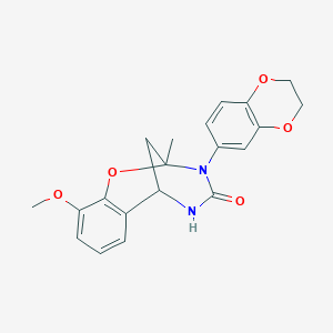 molecular formula C20H20N2O5 B2521896 3-(2,3-dihydrobenzo[b][1,4]dioxin-6-yl)-10-methoxy-2-methyl-5,6-dihydro-2H-2,6-methanobenzo[g][1,3,5]oxadiazocin-4(3H)-one CAS No. 899986-48-2