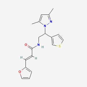molecular formula C18H19N3O2S B2521898 (E)-N-(2-(3,5-二甲基-1H-吡唑-1-基)-2-(噻吩-3-基)乙基)-3-(呋喃-2-基)丙烯酰胺 CAS No. 2035008-45-6