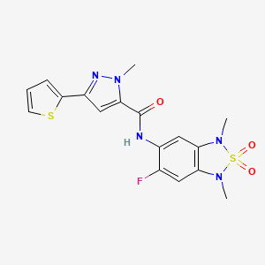 N-(6-fluoro-1,3-dimethyl-2,2-dioxido-1,3-dihydrobenzo[c][1,2,5]thiadiazol-5-yl)-1-methyl-3-(thiophen-2-yl)-1H-pyrazole-5-carboxamide