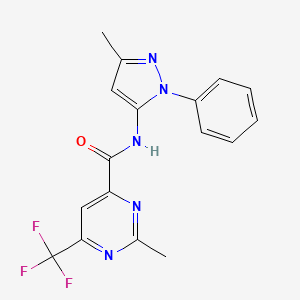 2-Methyl-N-(5-methyl-2-phenylpyrazol-3-yl)-6-(trifluoromethyl)pyrimidine-4-carboxamide