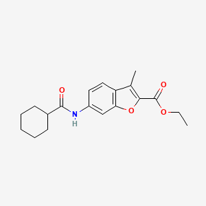 molecular formula C19H23NO4 B2521920 Ethyl 6-(cyclohexanecarboxamido)-3-methylbenzofuran-2-carboxylate CAS No. 923674-99-1