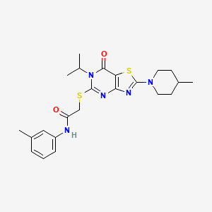 2-{[6-isopropyl-2-(4-methylpiperidino)-7-oxo-6,7-dihydro[1,3]thiazolo[4,5-d]pyrimidin-5-yl]sulfanyl}-N~1~-(3-methylphenyl)acetamide