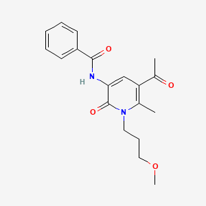 molecular formula C19H22N2O4 B2521925 N-[5-acetyl-1-(3-methoxypropyl)-6-methyl-2-oxo-1,2-dihydro-3-pyridinyl]benzenecarboxamide CAS No. 338775-02-3