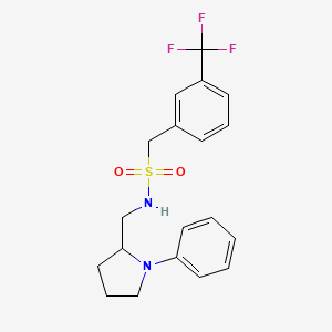 molecular formula C19H21F3N2O2S B2521935 N-[(1-phenylpyrrolidin-2-yl)methyl]-1-[3-(trifluoromethyl)phenyl]methanesulfonamide CAS No. 1797349-43-9