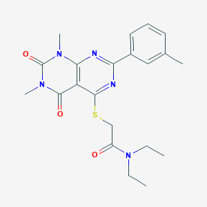 2-((6,8-dimethyl-5,7-dioxo-2-(m-tolyl)-5,6,7,8-tetrahydropyrimido[4,5-d]pyrimidin-4-yl)thio)-N,N-diethylacetamide