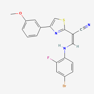 molecular formula C19H13BrFN3OS B2521938 (Z)-3-((4-bromo-2-fluorophenyl)amino)-2-(4-(3-methoxyphenyl)thiazol-2-yl)acrylonitrile CAS No. 477298-68-3