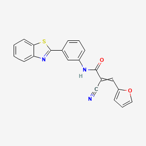 molecular formula C21H13N3O2S B2521941 N-[3-(1,3-苯并噻唑-2-基)苯基]-2-氰基-3-(呋喃-2-基)丙-2-烯酰胺 CAS No. 1424746-70-2