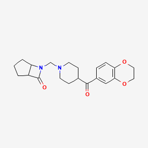 molecular formula C21H26N2O4 B2521945 6-{[4-(2,3-Dihydro-1,4-benzodioxine-6-carbonyl)piperidin-1-yl]methyl}-6-azabicyclo[3.2.0]heptan-7-one CAS No. 1375162-73-4