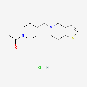 molecular formula C15H23ClN2OS B2521962 1-(4-((6,7-dihydrothieno[3,2-c]pyridin-5(4H)-yl)methyl)piperidin-1-yl)ethanone hydrochloride CAS No. 2034390-52-6