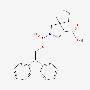 molecular formula C24H25NO4 B2521974 2-(((9H-Fluoren-9-yl)methoxy)carbonyl)-2-azaspiro[4.4]nonane-4-carboxylic acid CAS No. 2171973-33-2