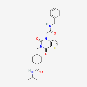 4-((1-(2-(benzylamino)-2-oxoethyl)-2,4-dioxo-1,2-dihydrothieno[3,2-d]pyrimidin-3(4H)-yl)methyl)-N-isopropylcyclohexanecarboxamide
