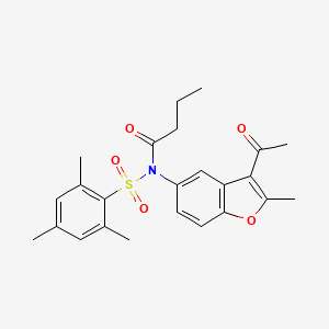 molecular formula C24H27NO5S B2522000 N-(3-乙酰基-2-甲基苯并呋喃-5-基)-N-(甲苯磺酰基)丁酰胺 CAS No. 518317-64-1