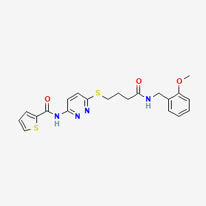 molecular formula C21H22N4O3S2 B2522001 N-(6-((4-((2-methoxybenzyl)amino)-4-oxobutyl)thio)pyridazin-3-yl)thiophene-2-carboxamide CAS No. 1040649-24-8