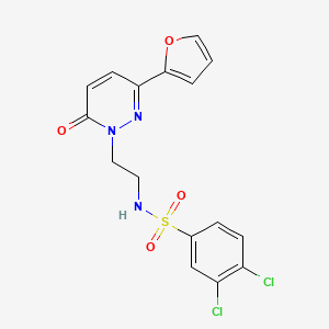 molecular formula C16H13Cl2N3O4S B2522002 3,4-dichloro-N-(2-(3-(furan-2-yl)-6-oxopyridazin-1(6H)-yl)ethyl)benzenesulfonamide CAS No. 946212-41-5