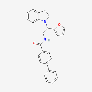 molecular formula C27H24N2O2 B2522010 N-(2-(呋喃-2-基)-2-(吲哚-1-基)乙基)-[1,1'-联苯]-4-甲酰胺 CAS No. 898432-77-4