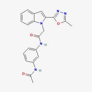 molecular formula C21H19N5O3 B2522016 N-(3-acetamidophenyl)-2-(2-(5-methyl-1,3,4-oxadiazol-2-yl)-1H-indol-1-yl)acetamide CAS No. 923141-36-0