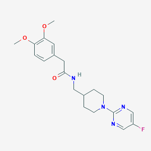 molecular formula C20H25FN4O3 B2522029 2-(3,4-Dimethoxyphenyl)-N-[[1-(5-fluoropyrimidin-2-yl)piperidin-4-yl]methyl]acetamide CAS No. 2415501-20-9