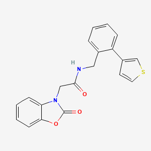 molecular formula C20H16N2O3S B2522030 2-(2-oxobenzo[d]oxazol-3(2H)-yl)-N-(2-(thiophen-3-yl)benzyl)acetamide CAS No. 1797637-70-7