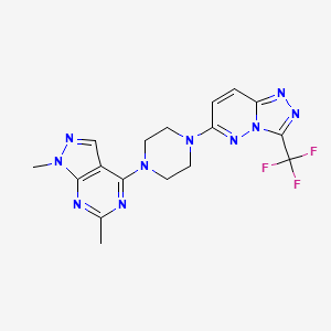 molecular formula C17H17F3N10 B2522037 1,6-Dimethyl-4-[4-[3-(trifluoromethyl)-[1,2,4]triazolo[4,3-b]pyridazin-6-yl]piperazin-1-yl]pyrazolo[3,4-d]pyrimidine CAS No. 2380188-00-9