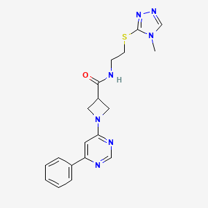molecular formula C19H21N7OS B2522039 N-(2-((4-甲基-4H-1,2,4-三唑-3-基)硫代)乙基)-1-(6-苯基嘧啶-4-基)氮杂环丁烷-3-甲酰胺 CAS No. 2034287-06-2