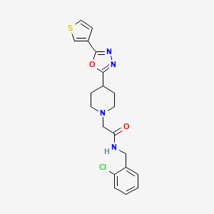 molecular formula C20H21ClN4O2S B2522045 N-(2-chlorobenzyl)-2-(4-(5-(thiophen-3-yl)-1,3,4-oxadiazol-2-yl)piperidin-1-yl)acetamide CAS No. 1448060-02-3