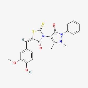 (5E)-3-(1,5-Dimethyl-3-oxo-2-phenyl-2,3-dihydro-1H-pyrazol-4-yl)-5-(4-hydroxy-3-methoxybenzylidene)-2-thioxo-1,3-thiazolidin-4-one