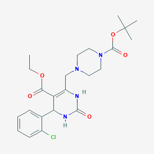 molecular formula C23H31ClN4O5 B2522059 Ethyl 6-({4-[(tert-butoxy)carbonyl]piperazin-1-yl}methyl)-4-(2-chlorophenyl)-2-oxo-1,2,3,4-tetrahydropyrimidine-5-carboxylate CAS No. 1260989-61-4