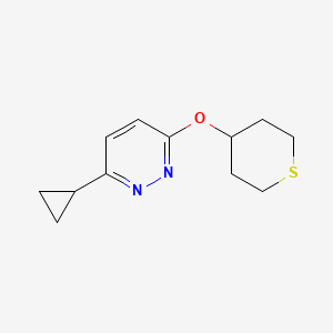 molecular formula C12H16N2OS B2522062 3-环丙基-6-(噻-4-基氧基)哒嗪 CAS No. 2199132-78-8