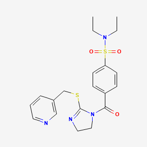 molecular formula C20H24N4O3S2 B2522069 N,N-二乙基-4-[2-(吡啶-3-基甲基硫烷基)-4,5-二氢咪唑-1-羰基]苯磺酰胺 CAS No. 851807-85-7