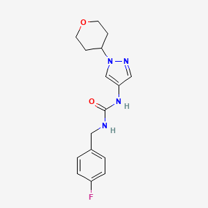 molecular formula C16H19FN4O2 B2522082 1-(4-氟苄基)-3-(1-(四氢-2H-吡喃-4-基)-1H-吡唑-4-基)脲 CAS No. 1797091-70-3