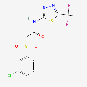 molecular formula C11H7ClF3N3O3S2 B2522084 2-[(3-chlorophenyl)sulfonyl]-N-[5-(trifluoromethyl)-1,3,4-thiadiazol-2-yl]acetamide CAS No. 339014-04-9