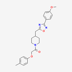 molecular formula C24H27N3O4 B2522088 4-{[3-(4-甲氧基苯基)-1,2,4-恶二唑-5-基]甲基}-1-[(4-甲基苯氧基)乙酰基]哌啶 CAS No. 1775506-31-4
