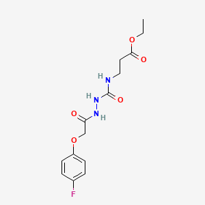 molecular formula C14H18FN3O5 B2522090 3-[[[2-(4-フルオロフェノキシ)アセチル]アミノ]カルバモイルアミノ]プロパノエートエチル CAS No. 1023873-00-8