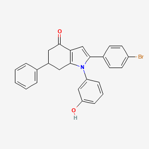 molecular formula C26H20BrNO2 B2522097 2-(4-ブロモフェニル)-1-(3-ヒドロキシフェニル)-6-フェニル-5,6,7-トリヒドロインドール-4-オン CAS No. 1023806-94-1