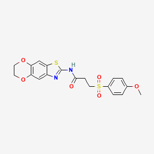 N-(6,7-dihydro-[1,4]dioxino[2',3':4,5]benzo[1,2-d]thiazol-2-yl)-3-((4-methoxyphenyl)sulfonyl)propanamide