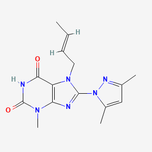 7-[(2E)-but-2-en-1-yl]-8-(3,5-dimethyl-1H-pyrazol-1-yl)-6-hydroxy-3-methyl-3,7-dihydro-2H-purin-2-one