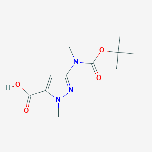 molecular formula C11H17N3O4 B2522101 3-((叔丁氧羰基)(甲基)氨基)-1-甲基-1H-吡唑-5-羧酸 CAS No. 1692905-99-9