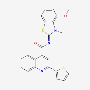 N-(4-methoxy-3-methyl-1,3-benzothiazol-2-ylidene)-2-thiophen-2-ylquinoline-4-carboxamide