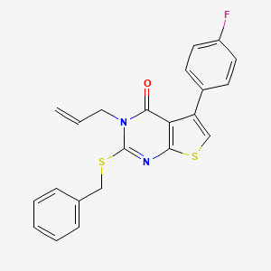 molecular formula C22H17FN2OS2 B2522113 3-烯丙基-2-(苄硫基)-5-(4-氟苯基)噻吩并[2,3-d]嘧啶-4(3H)-酮 CAS No. 727689-90-9