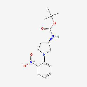 molecular formula C15H21N3O4 B2522118 (R)-tert-Butyl 1-(2-nitrophenyl)pyrrolidine-3-ylcarbamate CAS No. 1029432-34-5