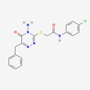 molecular formula C18H16ClN5O2S B2522121 2-[(4-amino-6-benzyl-5-oxo-4,5-dihydro-1,2,4-triazin-3-yl)sulfanyl]-N-(4-chlorophenyl)acetamide CAS No. 886965-84-0