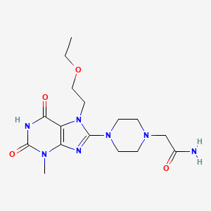 molecular formula C16H25N7O4 B2522122 2-(4-(7-(2-ethoxyethyl)-3-methyl-2,6-dioxo-2,3,6,7-tetrahydro-1H-purin-8-yl)piperazin-1-yl)acetamide CAS No. 898454-79-0