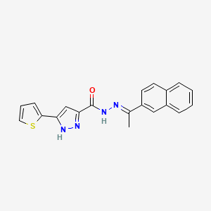 (E)-N'-(1-(naphthalen-2-yl)ethylidene)-3-(thiophen-2-yl)-1H-pyrazole-5-carbohydrazide