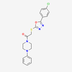 molecular formula C20H19ClN4O2S B2522132 2-((5-(4-Chlorophenyl)-1,3,4-oxadiazol-2-yl)thio)-1-(4-phenylpiperazin-1-yl)ethanone CAS No. 784188-95-0