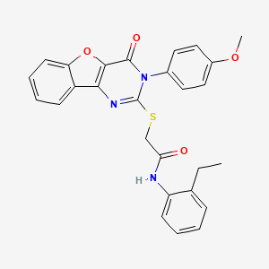 molecular formula C27H23N3O4S B2522137 N-(2-乙基苯基)-2-((3-(4-甲氧苯基)-4-氧代-3,4-二氢苯并呋喃[3,2-d]嘧啶-2-基)硫代)乙酰胺 CAS No. 866897-06-5