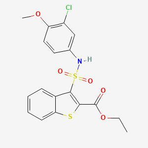 molecular formula C18H16ClNO5S2 B2522140 Ethyl 3-[(3-chloro-4-methoxyphenyl)sulfamoyl]-1-benzothiophene-2-carboxylate CAS No. 932464-56-7