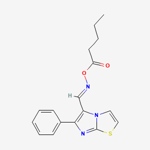 molecular formula C17H17N3O2S B2522141 5-{[(Pentanoyloxy)imino]methyl}-6-phenylimidazo[2,1-b][1,3]thiazole CAS No. 338418-13-6