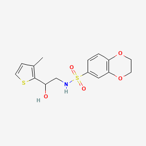 molecular formula C15H17NO5S2 B2522146 N-(2-hydroxy-2-(3-methylthiophen-2-yl)ethyl)-2,3-dihydrobenzo[b][1,4]dioxine-6-sulfonamide CAS No. 1351653-33-2